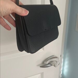 Chic Black Crossbody Bag with cow leather trim